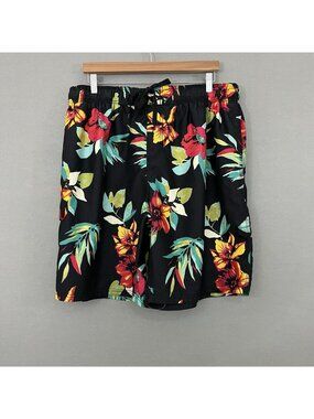Kanu Surf Black Floral Tropical Swim Trunks